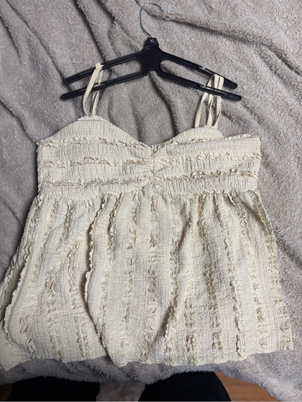 Cream Textured Smocked Cami Top - Women Intimates & Sleepwear
